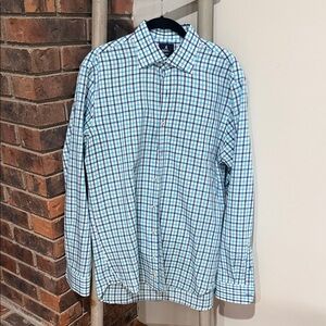 johnnie-O Top Shelf Button Up Shirt Men’s Medium Blue Plaid EUC